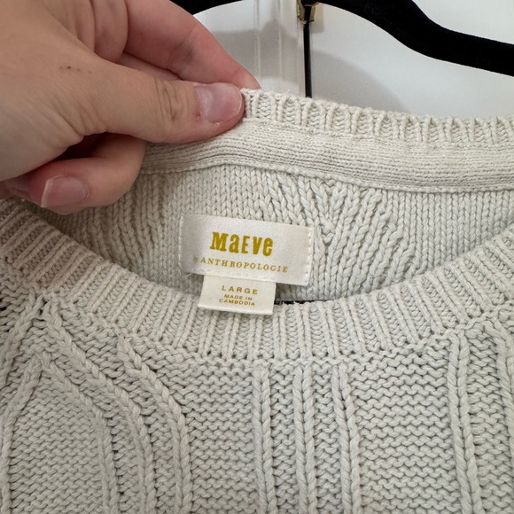 Anthropologie Light Gray Cable Knit Sweater - Picture 2 of 7